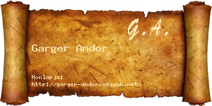 Garger Andor névjegykártya
